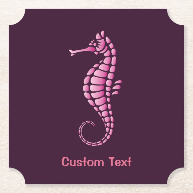 Seahorse Pink Paper Coaster (Front)