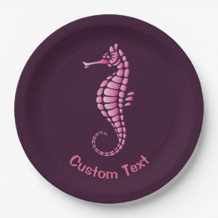 Seahorse Pink Paper Plate