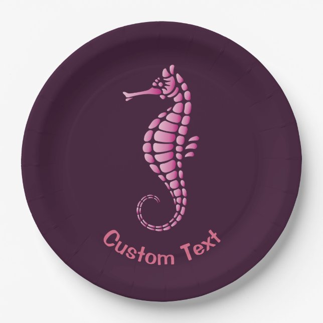 Seahorse Pink Paper Plate (Front)
