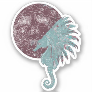 seahorse red moon