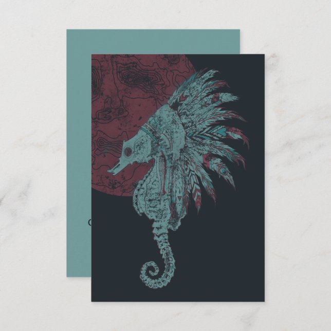 seahorse red moon invitation (Front/Back)