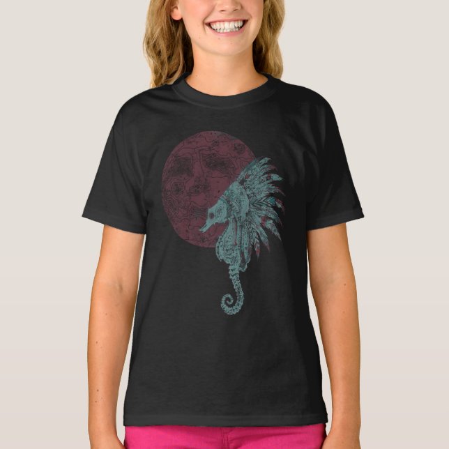 seahorse red moon T-Shirt (Front)