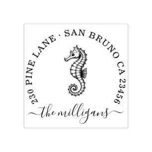 Seahorse Return Address Stamp – Ocean Elegance
