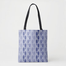 Seahorse Ribbons Blue Lavender Tote Bag
