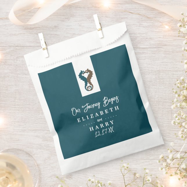 Seahorse Romance, Beach Wedding Favour Bags (Clipped)