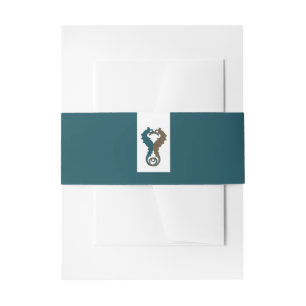 Seahorse Romance, Beach Wedding Invitation Belly Band