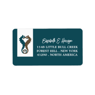 Seahorse Romance, Beach Wedding Label