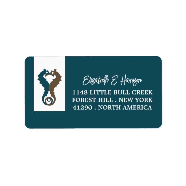 Seahorse Romance, Beach Wedding Label (Front)