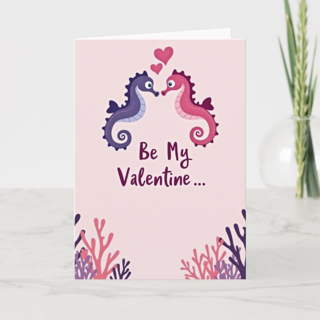 Seahorse Romance Valentine Card (Front)