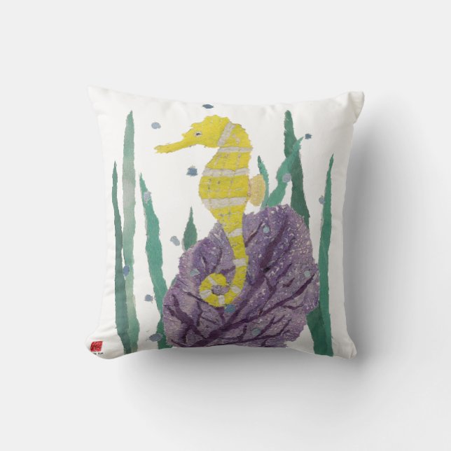Seahorse, Sea Fan Cushion (Front)