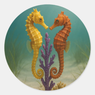 Seahorse Serenade Classic Round Sticker