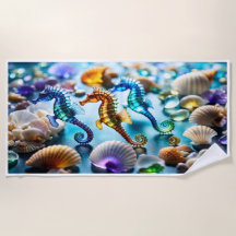 Seahorse Serenity: Underwater Oasis Beach Towel