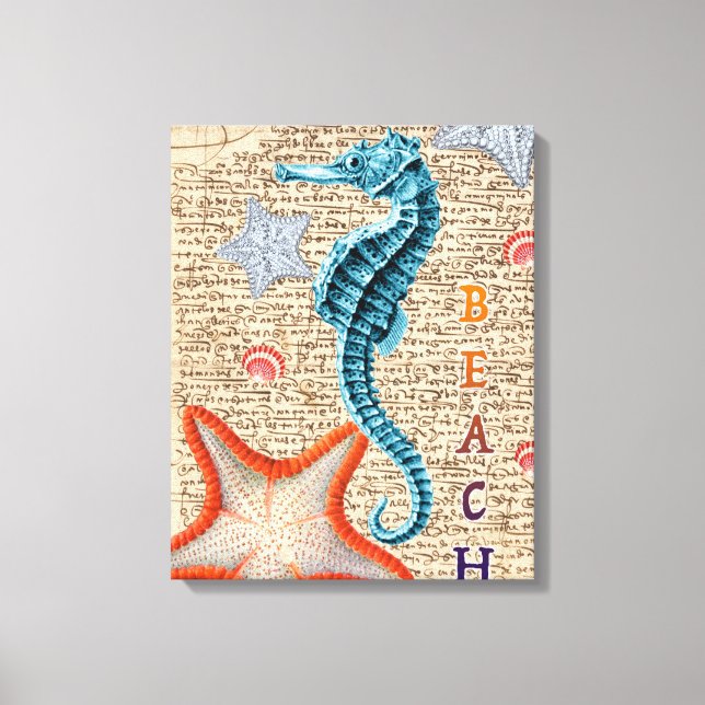 Seahorse Shabby Canvas Print (Front)