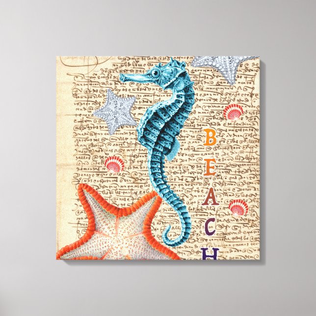 Seahorse Shabby Canvas Print (Front)