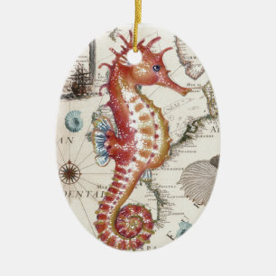 Seahorse Shabby Ceramic Tree Decoration