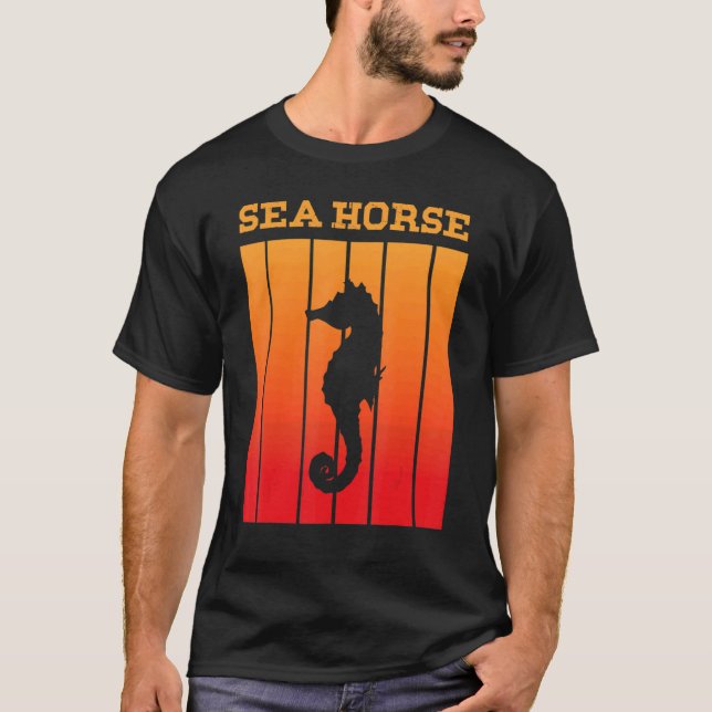 Seahorse Shadow Silhouette At Sunset T-Shirt (Front)