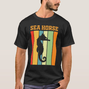 Seahorse Shadow Silhouette In Retro Colours T-Shirt
