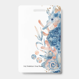 Seahorse shell under the sea baby boy shower ID badge
