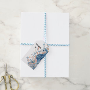 Seahorse shell under the sea Blue Birthday For Kid Gift Tags