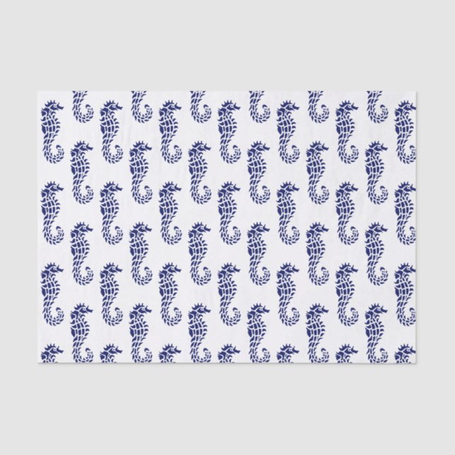 Seahorse Silhouette Beach Theme - Blue Tissue Paper (Front)
