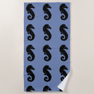 Seahorse Silhouette Beach Towel