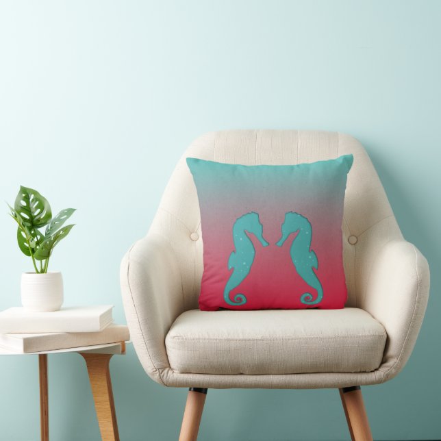Seahorse silhouettes Simple aquatic nautical beach Cushion (Chair)