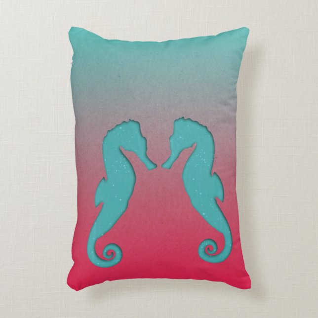 Seahorse silhouettes Simple aquatic nautical beach Decorative Cushion (Front(Vertical))