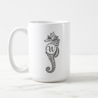 Seahorse Sketch Initial Mug