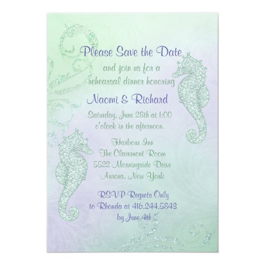 Seahorse Sparkle - Rehearsal Dinner Card