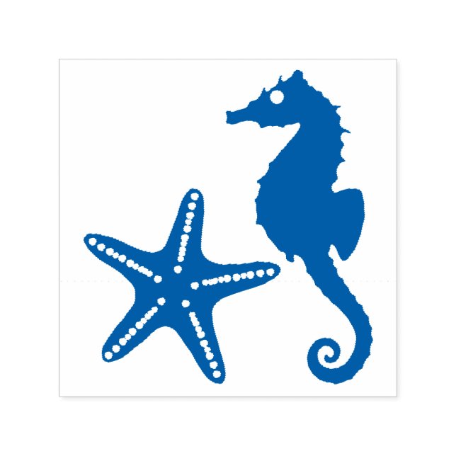 Seahorse & Star Fish Silhouette Self-inking Stamp (Design)