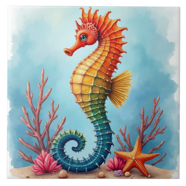 Seahorse, Starfish and Coral Tile (Front)