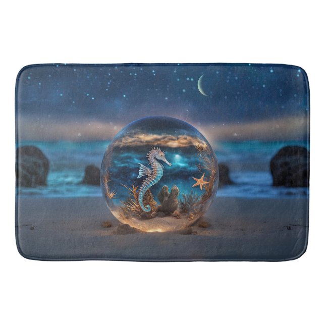 Seahorse Starfish Beach Ocean Underwater Bath Mat (Front)