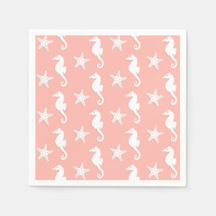 Seahorse & starfish - Light Coral Pink Napkin