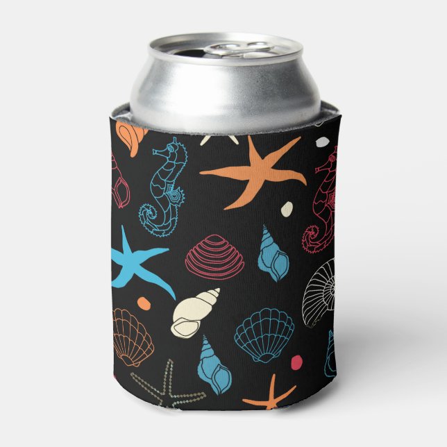 Seahorse Starfish  Seashells Ocean Life Can Cooler (Can Front)