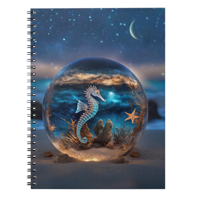 Seahorse Starfish Surreal Ocean Beach Notebook (Front)