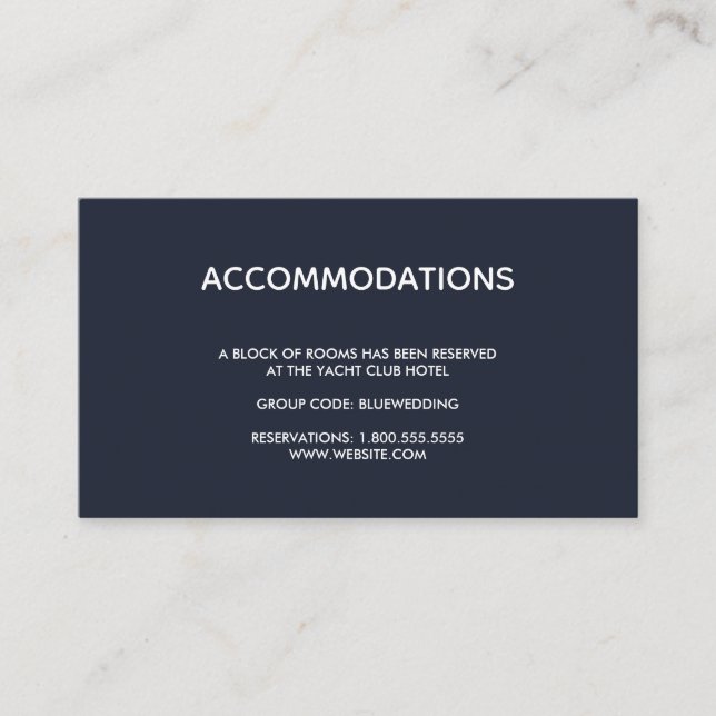 Seahorse & starfish | Wedding Hotel Accommodation Enclosure Card (Front)