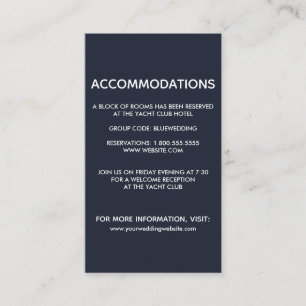 Seahorse & starfish Wedding Hotel Accommodation Enclosure Card