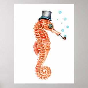 Seahorse Steampunk Poster