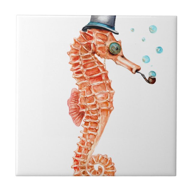 Seahorse Steampunk Tile (Front)