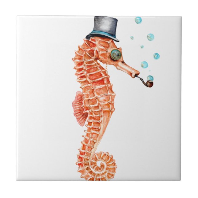 Seahorse Steampunk Tile (Front)