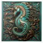 Seahorse Teal and Copper Marine Life Aquatic Tile<br><div class="desc">Dive into the beauty of the ocean with this marine life-inspired artwork. The 3D effect adds depth and realism to the seahorse, making it pop off the product. Whether you're a sea lover or just appreciate stunning artwork, this design is sure to make a splash. Get it on various items...</div>