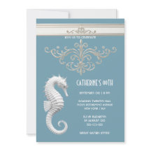 Seahorse theme summer beach birthday blue white