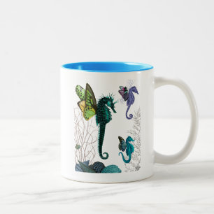 Seahorse Trio With Wings Two-Tone Coffee Mug