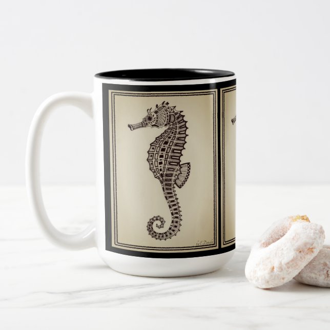 "Seahorse" two-tone 15 oz. tall mug (With Donut)