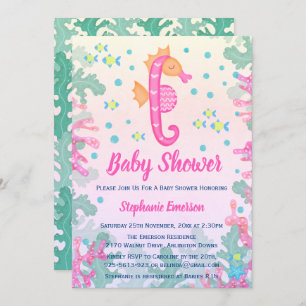 Seahorse Under The Sea Baby Shower Invitations