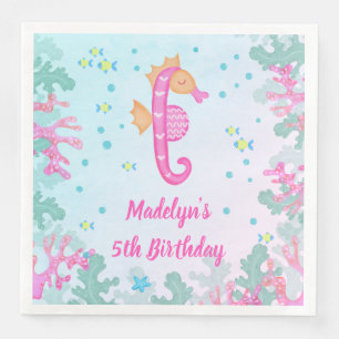 Seahorse Under The Sea Birthday Napkin