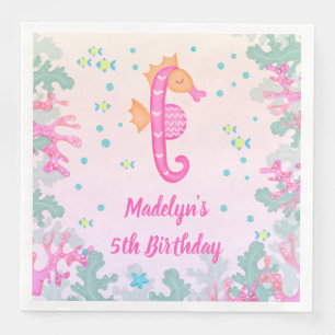 Seahorse Under The Sea Birthday Napkin