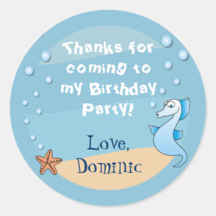 Seahorse Under the Sea Thank You Stickers