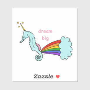 seahorse unicorn dream big sticker