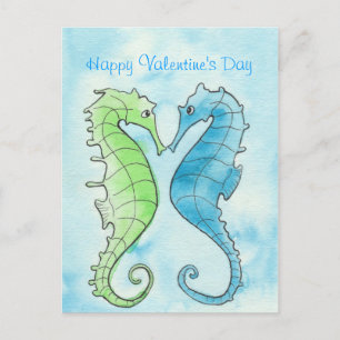 Seahorse Valentine Holiday Postcard